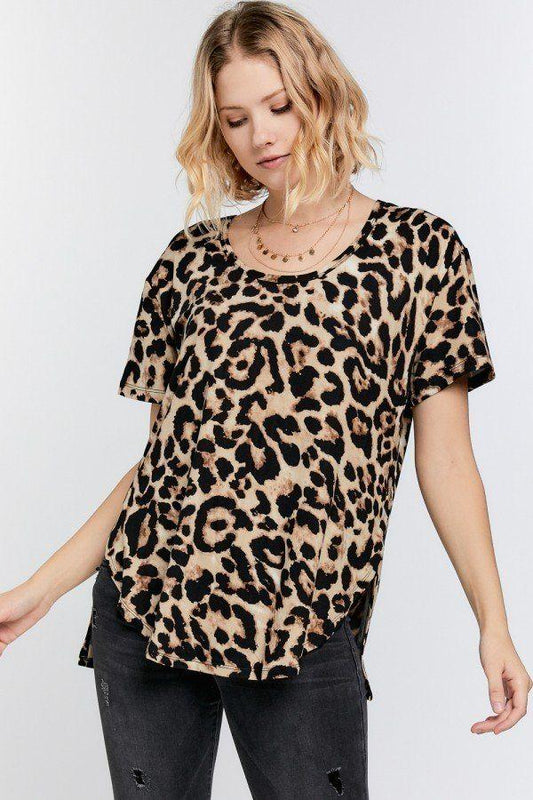 Wild Animal Print Round Neck Short Sleeve Tee - Absolute Fashion 2020