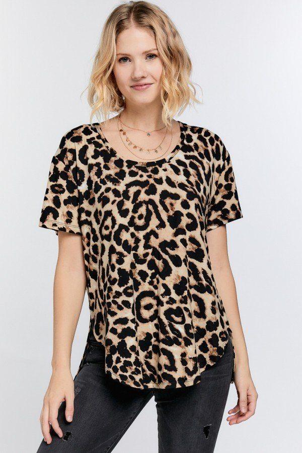 Wild Animal Print Round Neck Short Sleeve Tee - Absolute Fashion 2020
