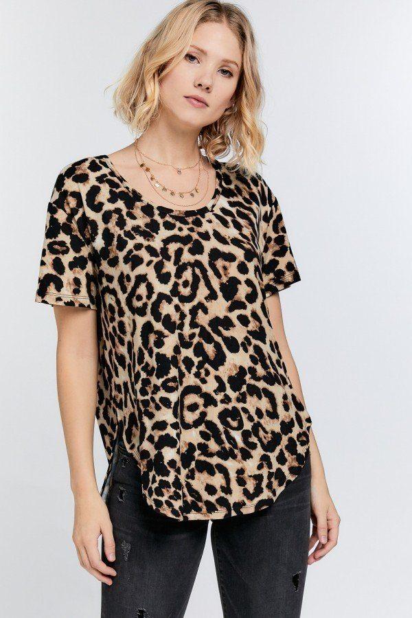 Wild Animal Print Round Neck Short Sleeve Tee - Absolute Fashion 2020