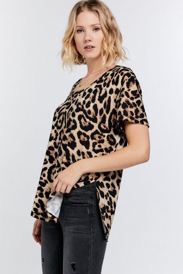 Wild Animal Print Round Neck Short Sleeve Tee - Absolute Fashion 2020