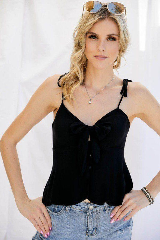 Cutout Detail Ruched Twist Bow Sweetheart Neckline Smocked Back Ribbon Tie Spaghetti Strap Cami Top - Absolute Fashion 2020