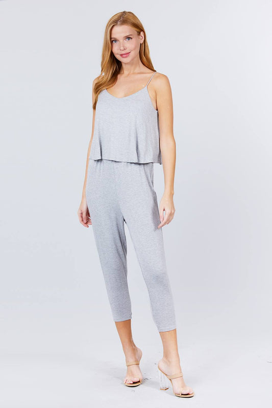 Cami Layered Top Capri Knit Jumpsuit - Absolute Fashion 2020