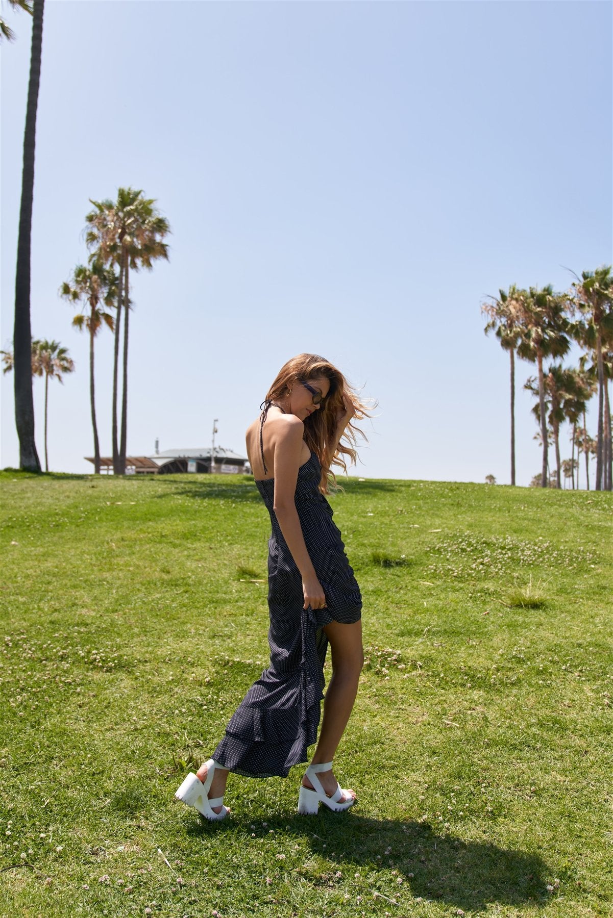 Black Halter Top Polkadot Maxi Dress - Absolute Fashion 2020