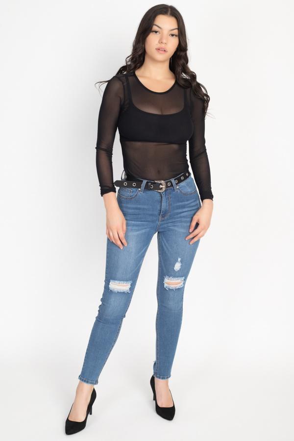 High Waist Belted Skinny Jeans - Absolute Fashion 2020