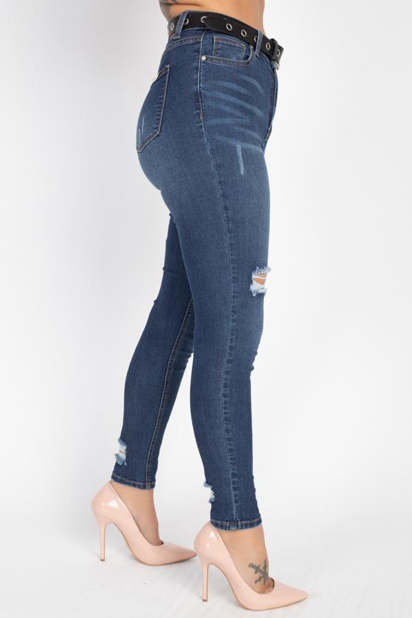 High Waist Belted Skinny Jeans - Absolute Fashion 2020