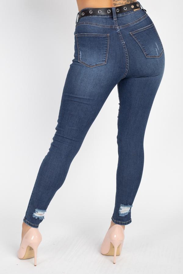 High Waist Belted Skinny Jeans - Absolute Fashion 2020