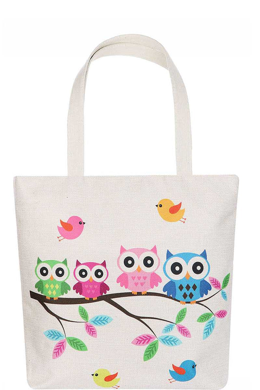 Cute Owl Family Cartoon Print Ecco Tote Bag - Absolute Fashion 2020