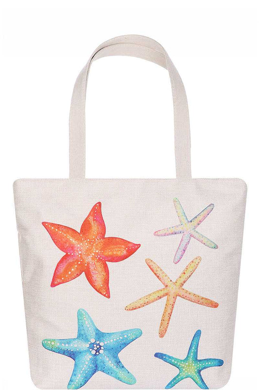 Rainbow Color Star Fish Print Ecco Tote Bag - Absolute Fashion 2020