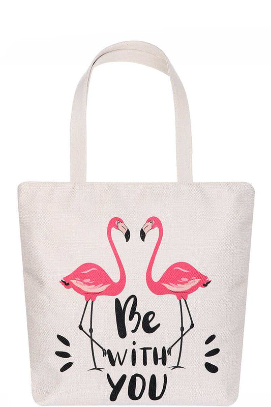 Cute Flamingo Be With You Print Ecco Tote Bag - Absolute Fashion 2020