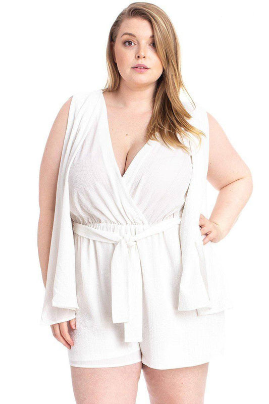 Shimmer Fabric Draped Open Sleeve Romper - Absolute Fashion 2020