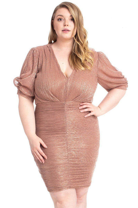 Ribbed Shimmer Shirring Mini Dress - Absolute Fashion 2020