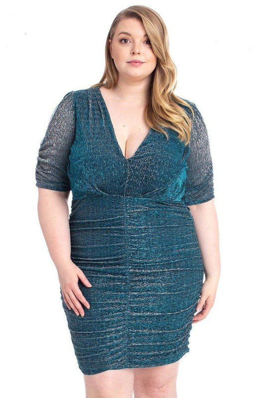 Ribbed Shimmer Shirring Mini Dress - Absolute Fashion 2020