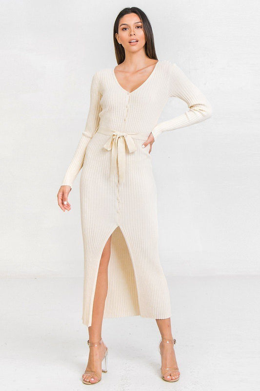 A Ribbed Sweater Knit Maxi Dress - Absolute Fashion 2020