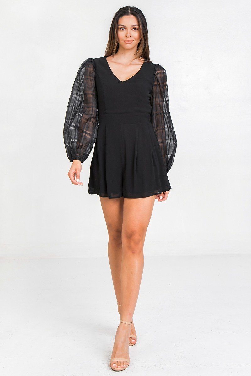 V Neckline Solid Romper - Absolute Fashion 2020