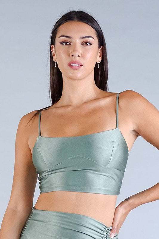 Sexy Spaghetti Strap Darted Under Bust Crop Top - Absolute Fashion 2020