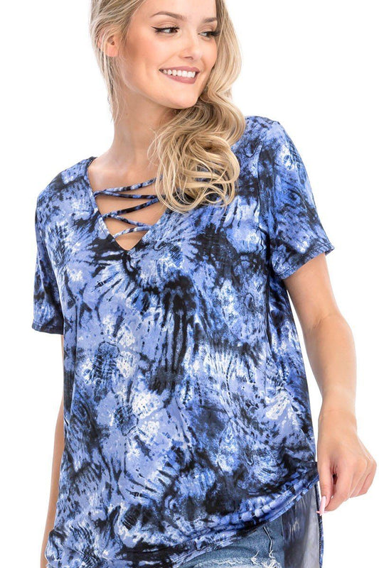 Tie Dye Print Short Sleeve Top - Absolute Fashion 2020