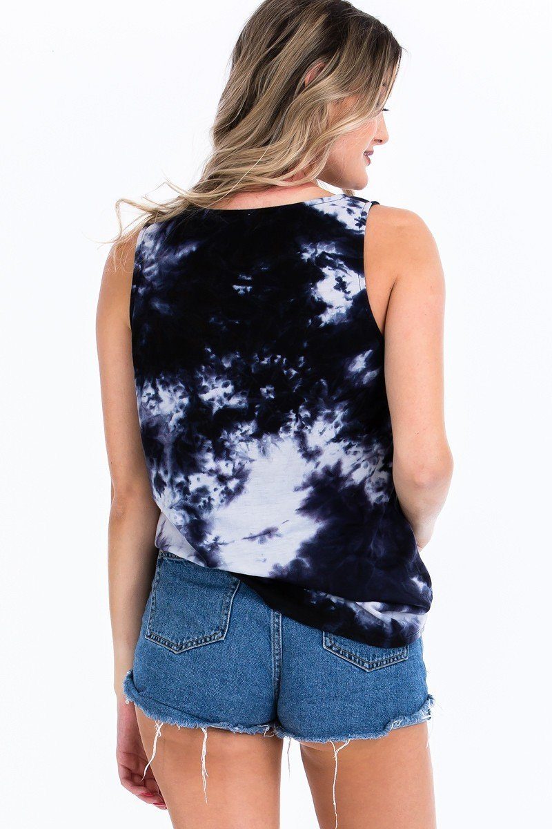 Tie-dye Knit Top Featured In A Scoop Neckline And Sleeveless - Absolute Fashion 2020
