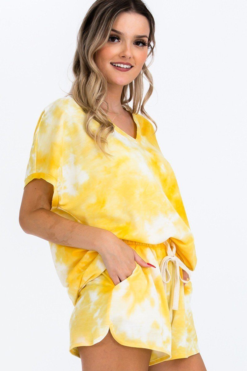 Tie-dye Top Featured In A V-neckline And Cuff Sort Sleeves - Absolute Fashion 2020