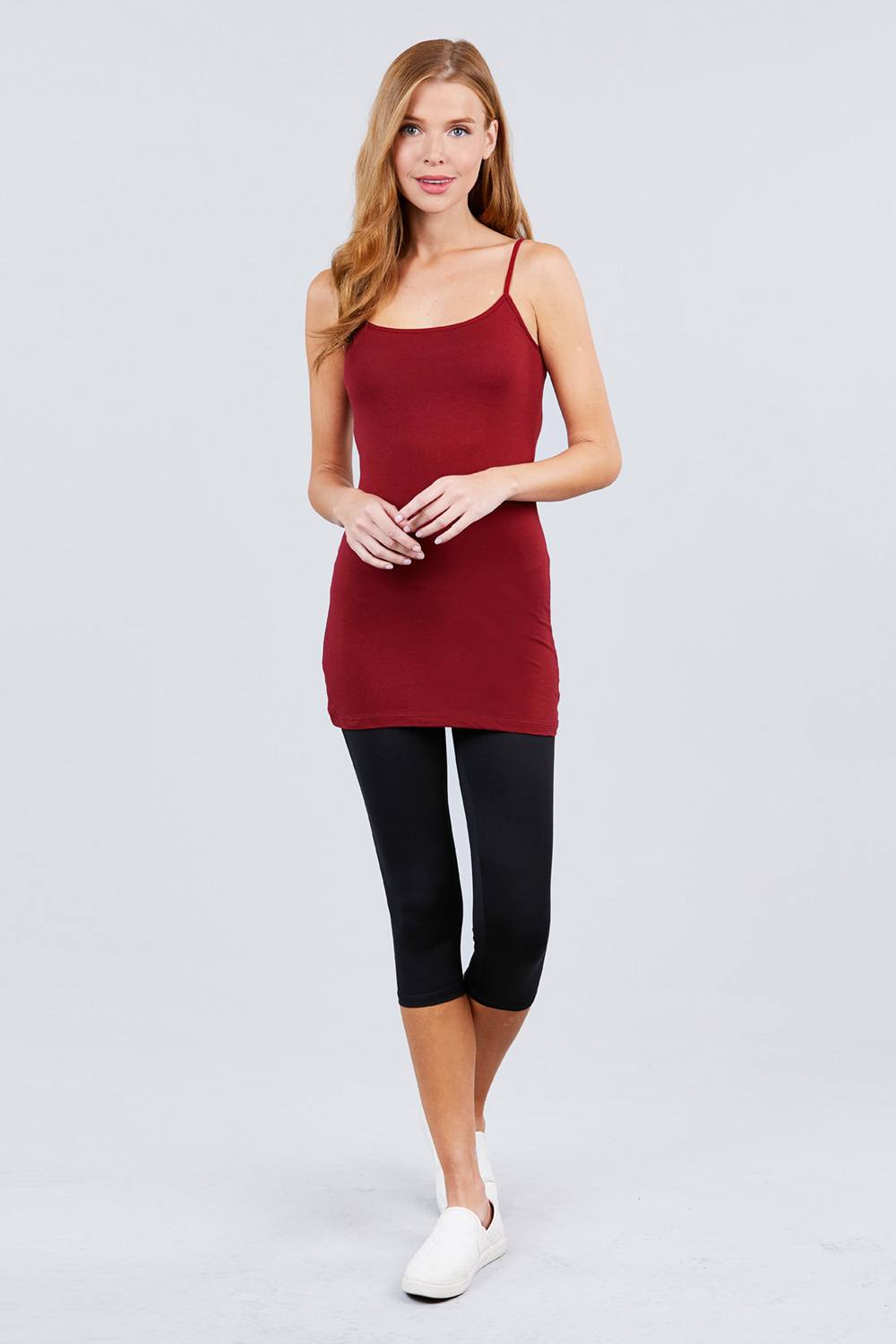 Basic Adjustable Spaghetti Strap Tunic Cami W/ Shelf Bra - Absolute Fashion 2020