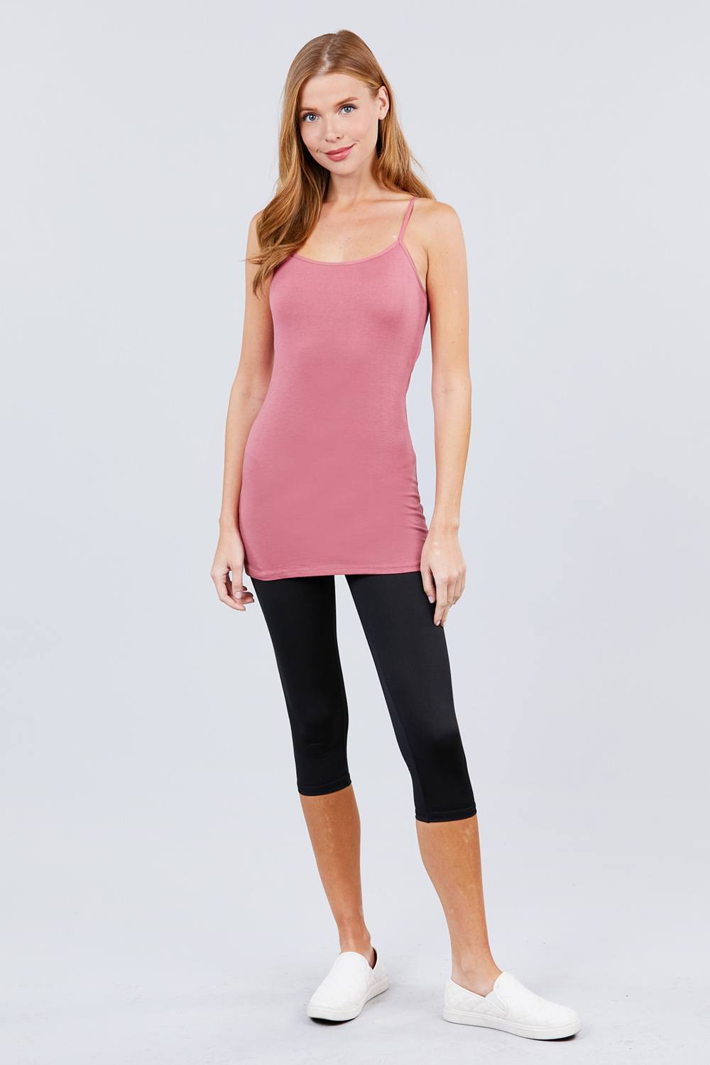 Basic Adjustable Spaghetti Strap Tunic Cami W/ Shelf Bra - Absolute Fashion 2020