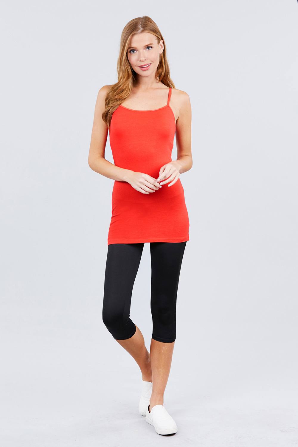 Basic Adjustable Spaghetti Strap Tunic Cami W/ Shelf Bra - Absolute Fashion 2020