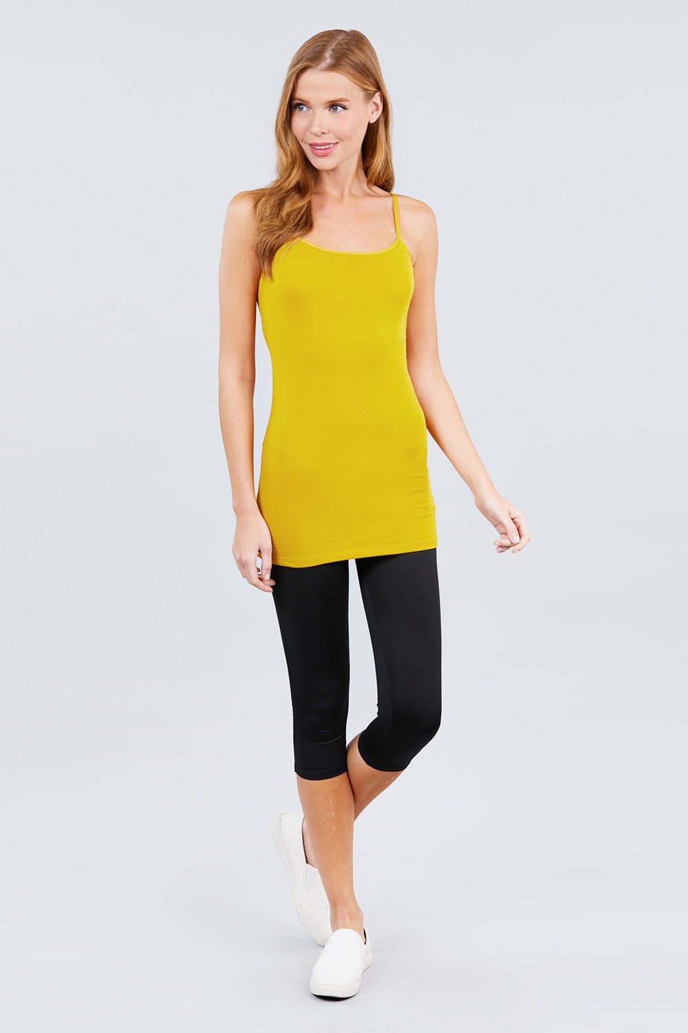 Basic Adjustable Spaghetti Strap Tunic Cami W/ Shelf Bra - Absolute Fashion 2020