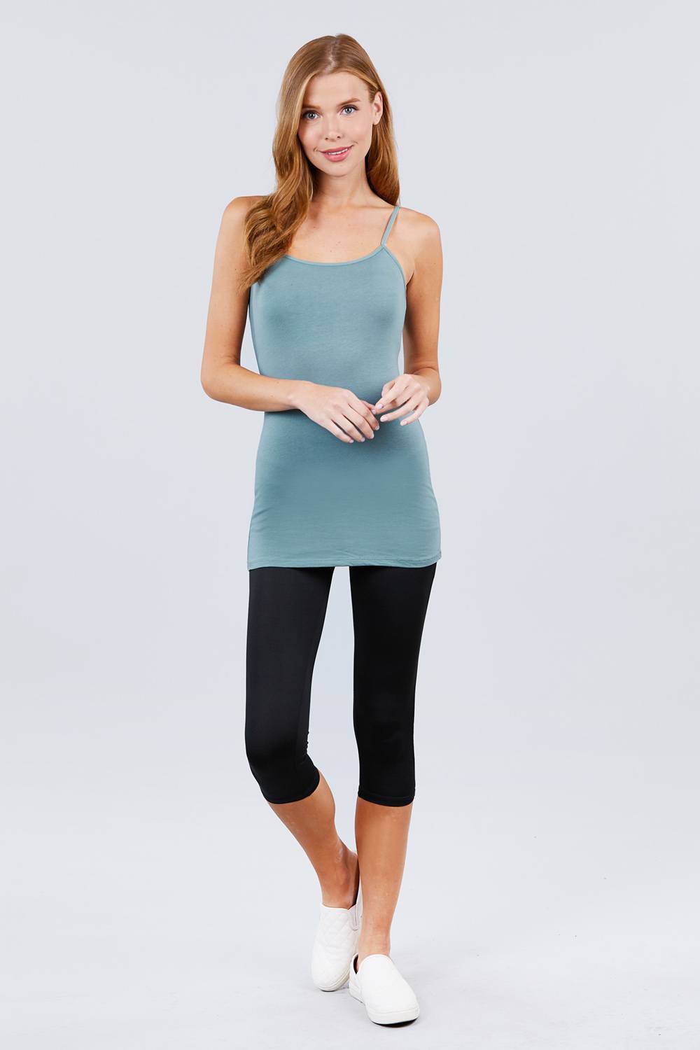 Basic Adjustable Spaghetti Strap Tunic Cami W/ Shelf Bra - Absolute Fashion 2020