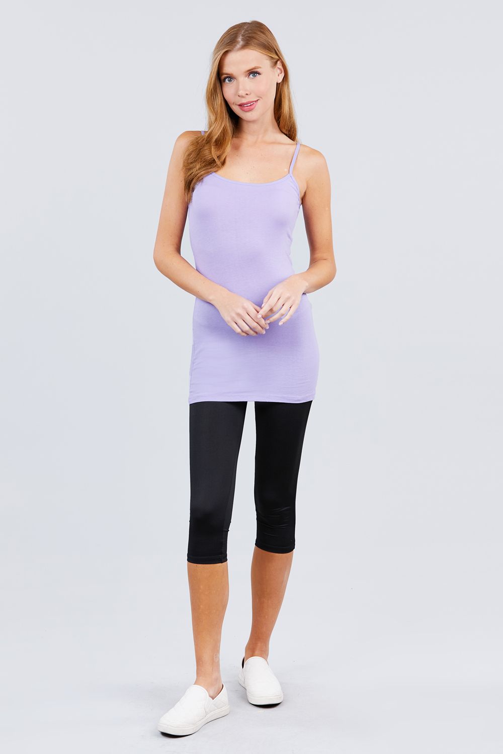 Basic Adjustable Spaghetti Strap Tunic Cami W/ Shelf Bra - Absolute Fashion 2020