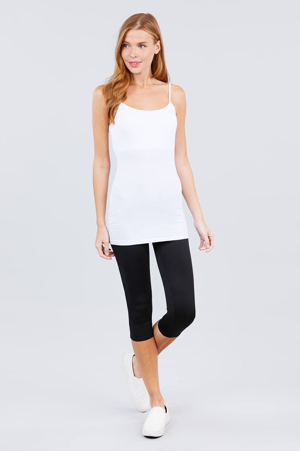 Basic Adjustable Spaghetti Strap Tunic Cami W/ Shelf Bra - Absolute Fashion 2020