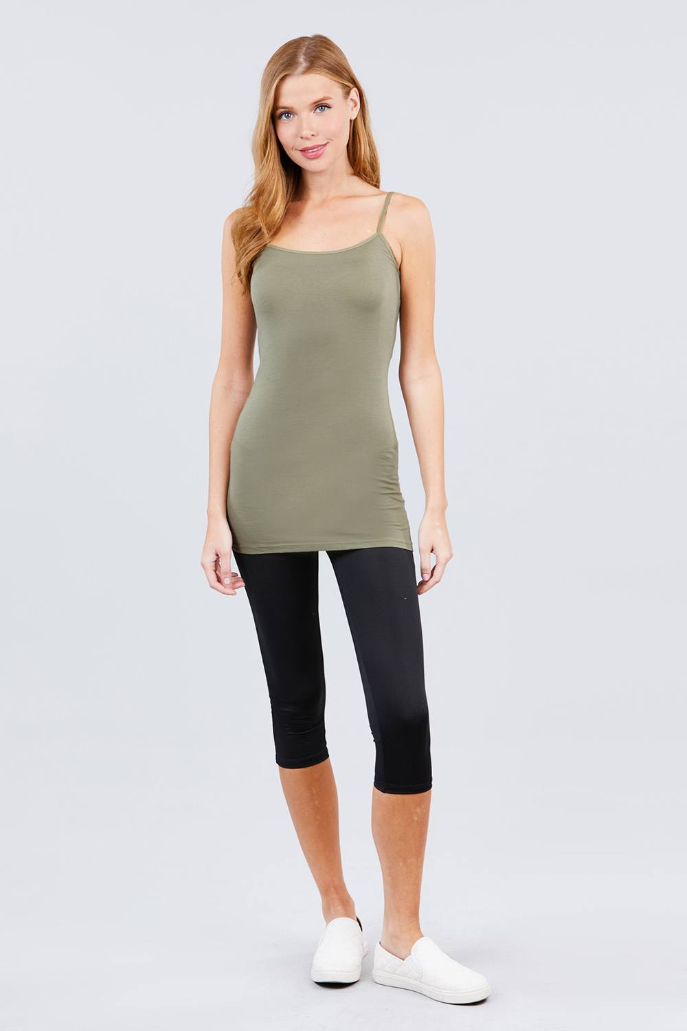 Basic Adjustable Spaghetti Strap Tunic Cami W/ Shelf Bra - Absolute Fashion 2020