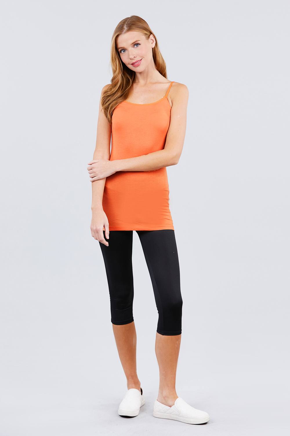 Basic Adjustable Spaghetti Strap Tunic Cami W/ Shelf Bra - Absolute Fashion 2020