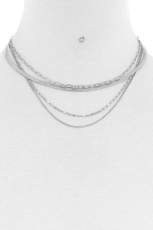 4 Layer Multi Chain Necklace And Earring Set - Absolute Fashion 2020