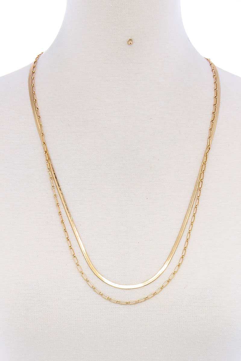 Double Layer Stylish Chain Necklace And Earring Set - Absolute Fashion 2020