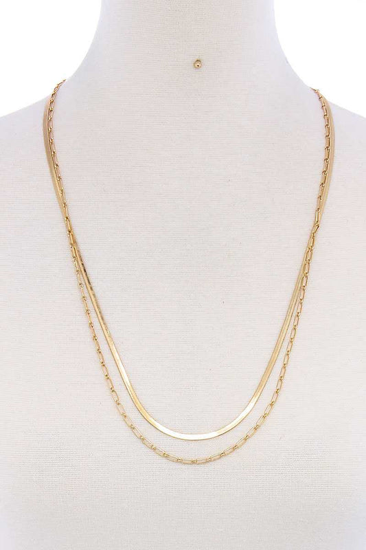 Double Layer Stylish Chain Necklace And Earring Set - Absolute Fashion 2020