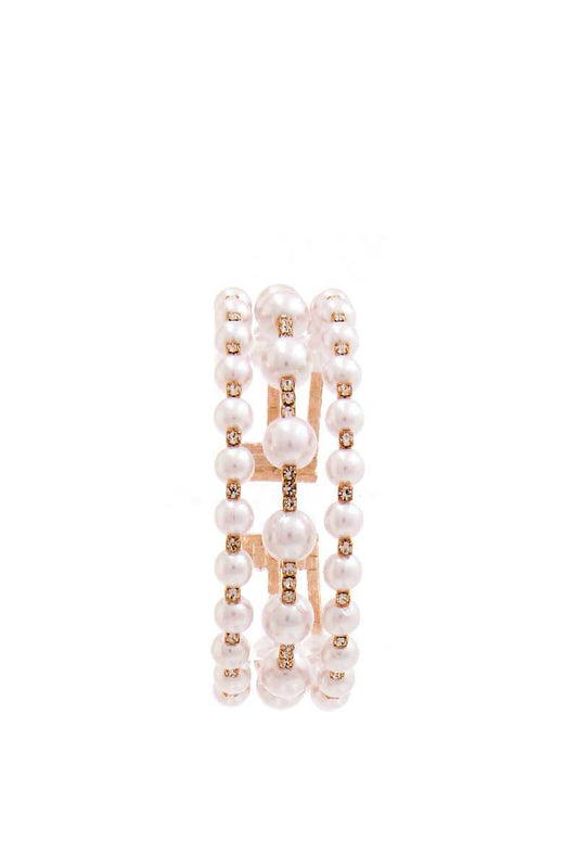 Triple Layer Fashion Pearl And Rhinestone Bracelet - Absolute Fashion 2020