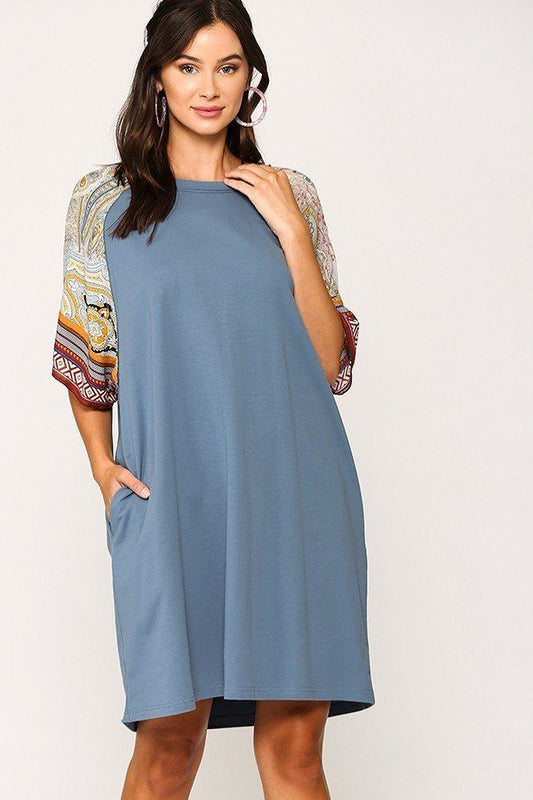 Solid Side Pocket Shift Dress - Absolute Fashion 2020