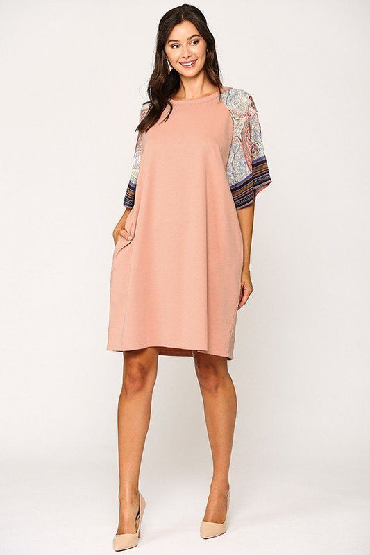 Solid Side Pocket Shift Dress - Absolute Fashion 2020