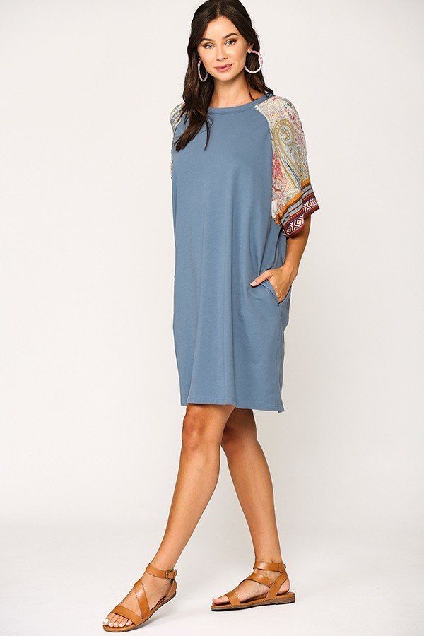 Solid Side Pocket Shift Dress - Absolute Fashion 2020