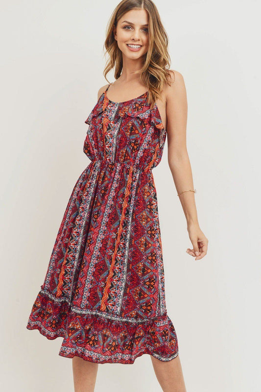 Ruffle Hem Spaghetti Strap Midi Dress - Absolute Fashion 2020