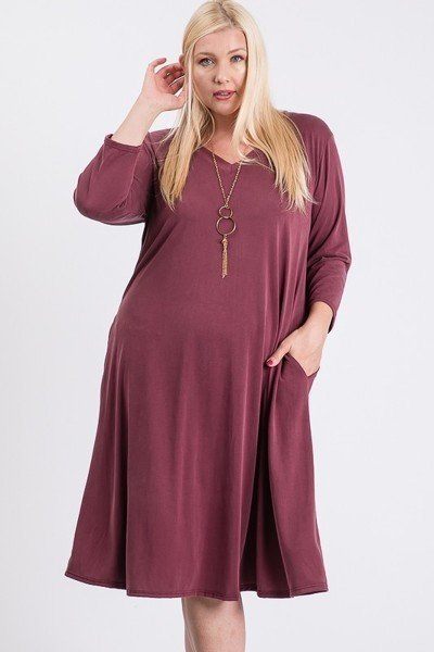 V Neck Hidden Pocket Swing Dress - Absolute Fashion 2020