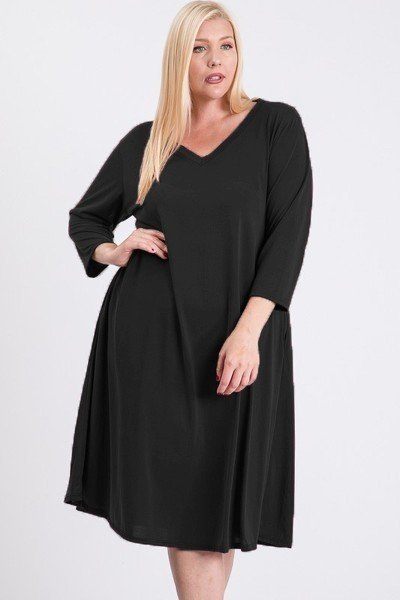 V Neck Hidden Pocket Swing Dress - Absolute Fashion 2020