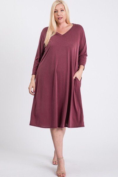 V Neck Hidden Pocket Swing Dress - Absolute Fashion 2020