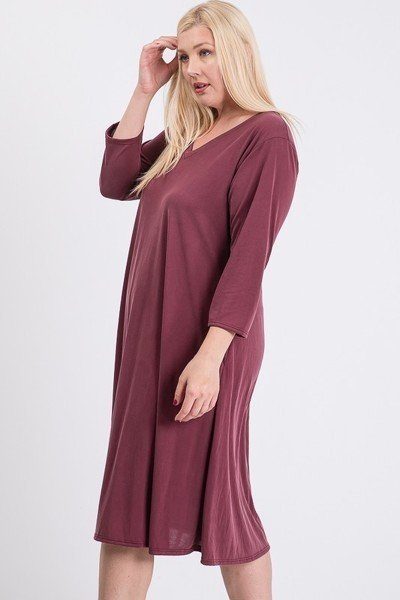 V Neck Hidden Pocket Swing Dress - Absolute Fashion 2020