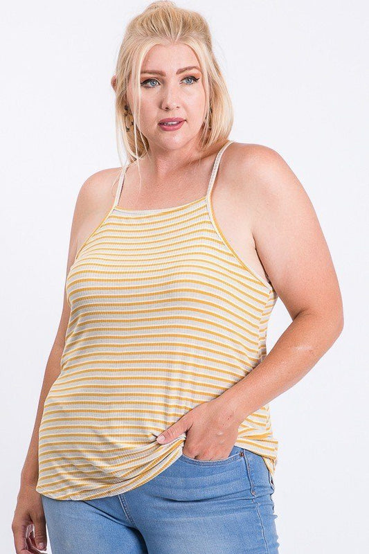 Sleeveless Multi Color Rib Fabric Tank Top - Absolute Fashion 2020