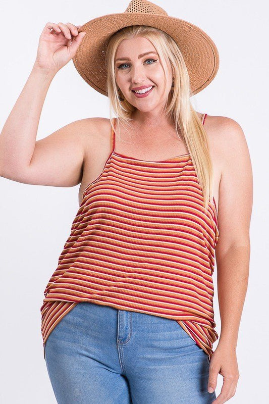 Sleeveless Multi Color Rib Fabric Tank Top - Absolute Fashion 2020