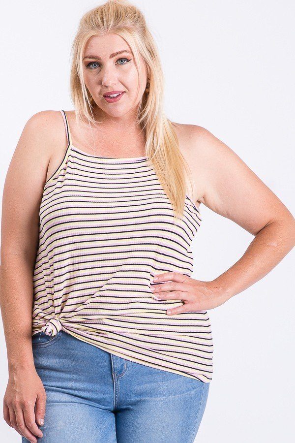 Sleeveless Multi Color Rib Fabric Tank Top - Absolute Fashion 2020