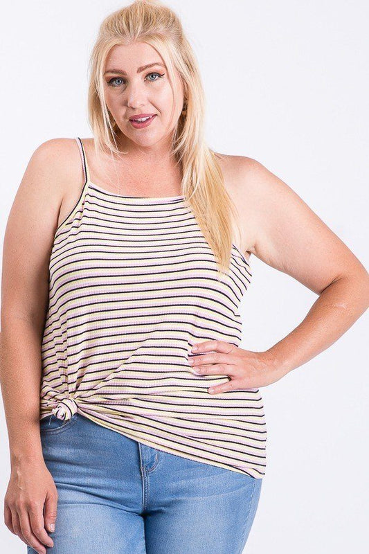 Sleeveless Multi Color Rib Fabric Tank Top - Absolute Fashion 2020