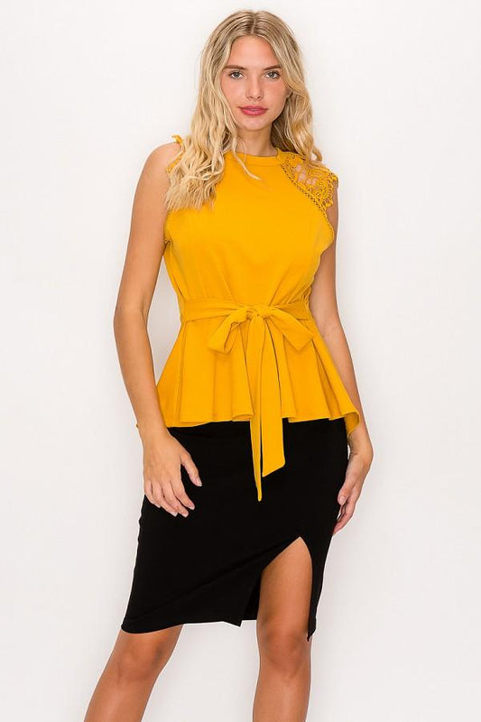 Floral Crochet Lace Belted Top - Absolute Fashion 2020