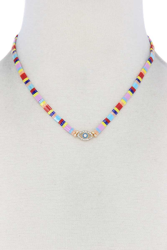 Evil Eye Charm Color Block Necklace - Absolute Fashion 2020