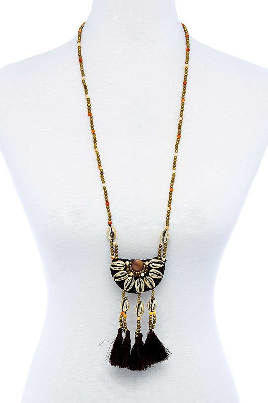 Fashion Sea Shell And Beaded Long India Necklace - Absolute Fashion 2020